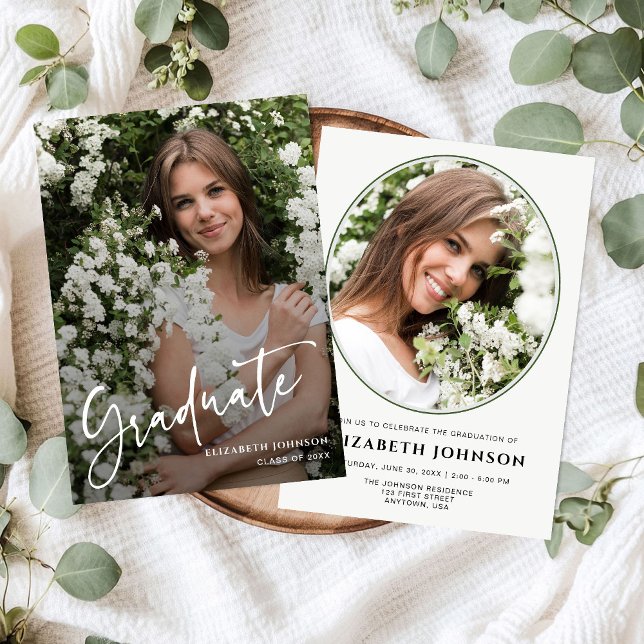 Convites Script Photo Graduation Party  (Criador carregado)