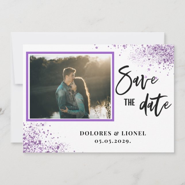 Convites Script Photo Minimalist Save the date Invitation (Frente)