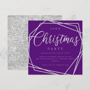 Convites Script Prata Roxo Festa de Natal