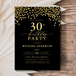 Convites Script Preto e Dourado 3aniversário de 30 anos<br><div class="desc">Faça a palco de uma celebração elegante com um Convite de Aniversário para Script Negro e Dourado! Apresentando um roteiro de ouro luxuoso sobre um fundo preto elegante, esse design expele sofisticação e charme de eterno. Perfeito para aniversários de marco ou qualquer evento de na moda, combina facilmente elegância clássica...</div>