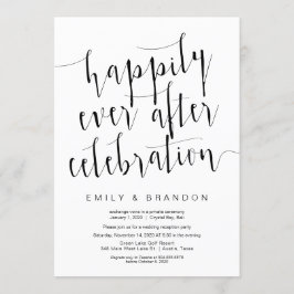 Convites Script Preto Moderno Editável, Casamento Fuga