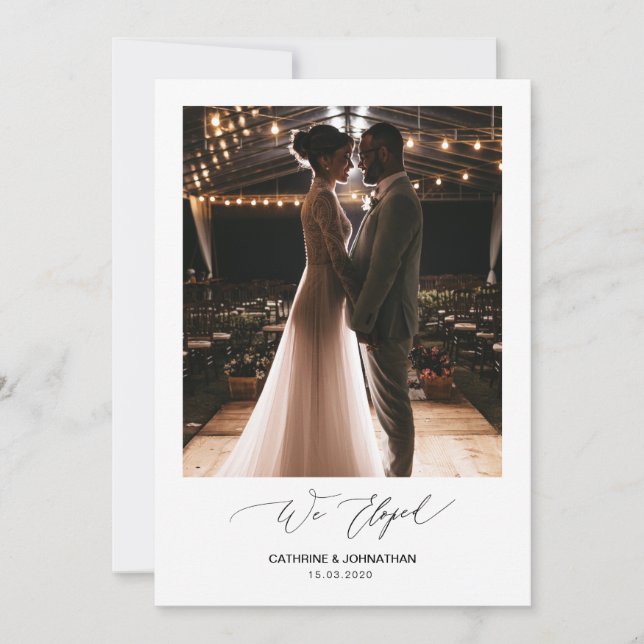 Convites Script Preto Romântico,, Casamento às Escuras (Frente)