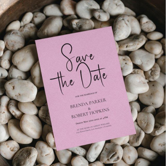 Convites Script Preto Simples Da Linen Da rosa claro Salvar (Criador carregado)