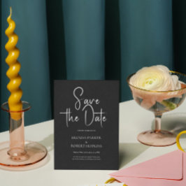 Convites Script Preto Simples de Linha Preta Salvar a Data