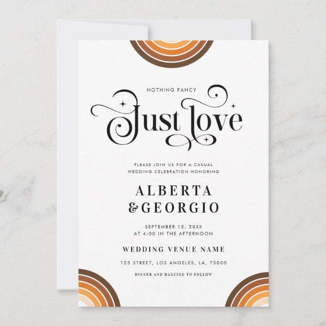 Convites Script Retro Boho Arco-íris Nada Chique Só Amor (Frente)