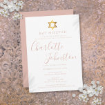 Convites Script Rosa Moderno Bat Mitzvah<br><div class="desc">Apresentando o nome da assinatura do script cor-de-rosa rosa. Personalize com as suas informações especiais do Bat Mitzvah em letras bonito de chic rosa neste design de na moda. Projetado por Thisnotme©</div>