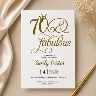 Convites Script Setenta & Fabuloso Dourado Aniversário de 7