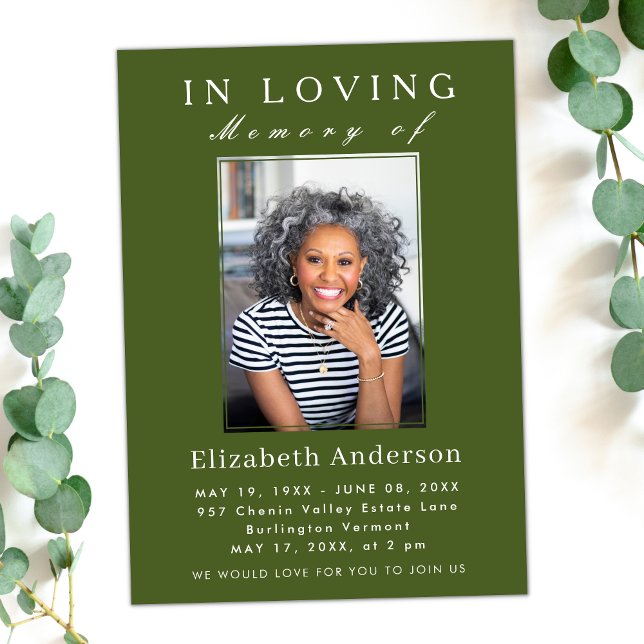 Convites Script Simples de Fotografia Funeral Minimalista M (Criador carregado)