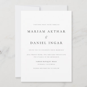 Convites Script Simples e Elegante Casamento Preto e Branco