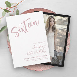 Convites Script Simples e Elegante White Blush Sweet 16