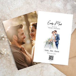 Convites Script simples minimalista Foto Salvar data