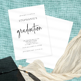 Convites Script Simples Preto Branco Qualquer Graduação De 