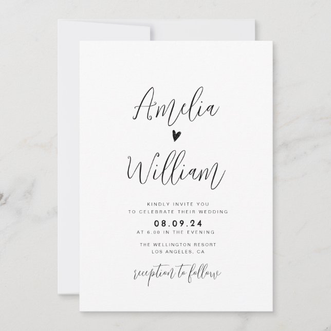 Convites script simples tudo em um casamento de código QR (Frente)