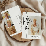Convites Script Sixty 4 Photo Collage 60th Birthday<br><div class="desc">Celebrating your 60th birthday has never been this personal and memorable. With our 'Elegant Script Sixty 4 Photo Birthday Double Sided Invitation' template, you'll create a custom invite that's uniquely you. Featuring 4 of your favorite photos in a modern collage, age and name are front and center. On the reverse...</div>