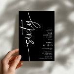 Convites Script Sixty' 60th Birthday<br><div class="desc">Celebrate your milestone 60th birthday in style with our 'Elegant Script 60th Birthday Invitation.' This invitation exudes sophistication with its elegant script typography, showcasing the word 'sixty' running up the side. Plus, our easy-to-customize template allows you to add your own event details effortlessly. Say goodbye to fuss and hello to...</div>