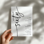 Convites Script Sixty' 60th Birthday<br><div class="desc">Celebrate your milestone 60th birthday in style with our 'Elegant Script 60th Birthday Invitation.' This invitation exudes sophistication with its elegant script typography, showcasing the word 'sixty' running up the side. Plus, our easy-to-customize template allows you to add your own event details effortlessly. Say goodbye to fuss and hello to...</div>