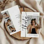 Convites Script Thirty 4 Photo Collage 30th Birthday<br><div class="desc">Celebrating your milestone birthday has never been this personal and memorable. With our 'Elegant Script 4 Photo 30th Birthday Double Sided Invitation' template, you'll create a custom invite that's uniquely you. Featuring 4 of your favorite photos in a modern collage, age and name are front and center. On the reverse...</div>