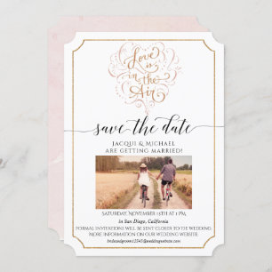 Convites Script Typografia Love in Air Dourado Save Date (O