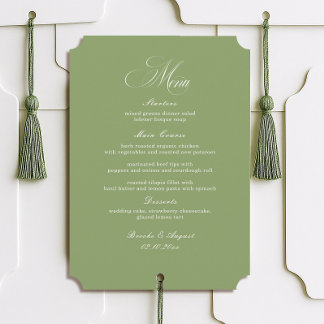 Convites Script Typography Sage Green Wedding Menu Card