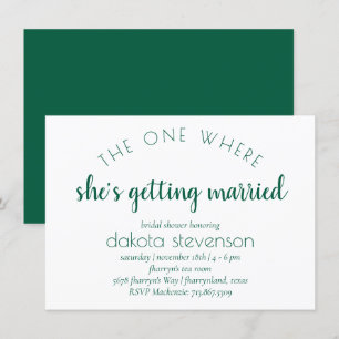 Convites Script Verde Simples   Um Onde Ela Se Casou