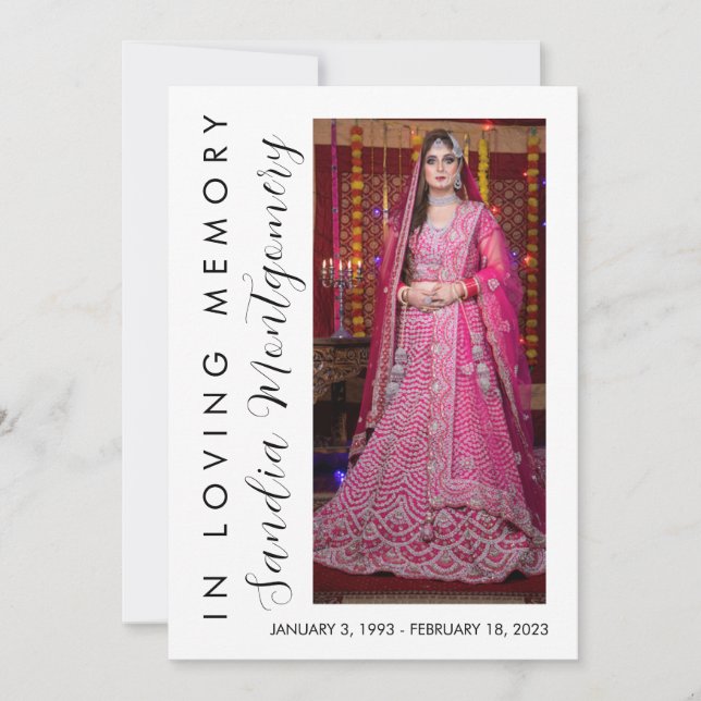 Convites Script Vertical no Loving Memory funeral Program (Frente)