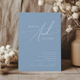 Convites Script Whimsical | Casamento Casual Dusty Blue
