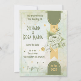 Convites Script Whimsical | Casamento Casual Verde Sage