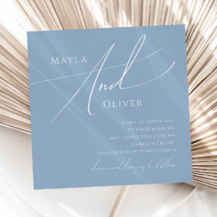 Convites Script Whimsical   Casamento Dusty Blue Square
