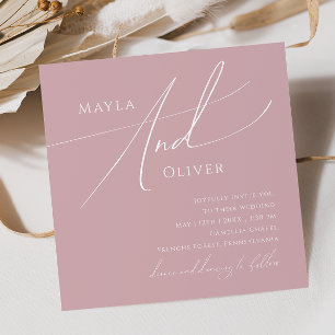 Convites Script Whimsical   Casamento Dusty Rosa Square
