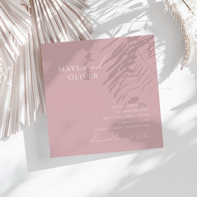 Convites Script Whimsical | Casamento Dusty Rosa Square (Criador carregado)