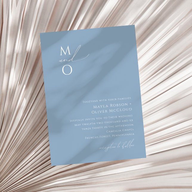 Convites Script Whimsical | Casamento por Monograma Azul Du (Criador carregado)