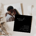 Convites Script Whimsical | Casamento Quadrado de Foto Pret<br><div class="desc">Este guião caprichoso | o convite de casamento preto fotoquadrado é perfeito para o seu casamento clássico, simples, preto e branco, e mínimo moderno de boho. A design apresenta uma caligrafia elegante, delicada e romântica escrita à mão com tipografia formal do chique. O olhar vai correr bem em qualquer época...</div>