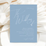 Convites Script Whimsical | Dusty Blue Casamento de<br><div class="desc">Apresentando nossa impressionante escrita caprichosa | azul empoeirado o casamento do convite perfeito para a sua simples celebração do primavera boho. Nosso elegante design inclui uma paleta de cores vibrante brilhante e pastel com um script de caligrafia quic vintage. Quer você prefira um estilo minimalista ou clássico, nosso produto editável...</div>