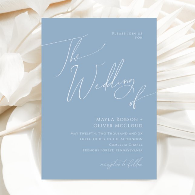 Convites Script Whimsical | Dusty Blue Casamento de (Criador carregado)
