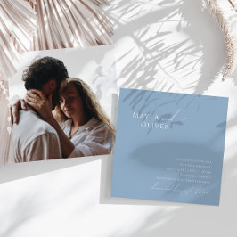 Convites Script Whimsical | Dusty Blue Photo Square Wedding