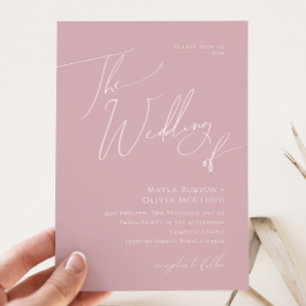 Convites Script Whimsical   Dusty Rosa O Casamento De