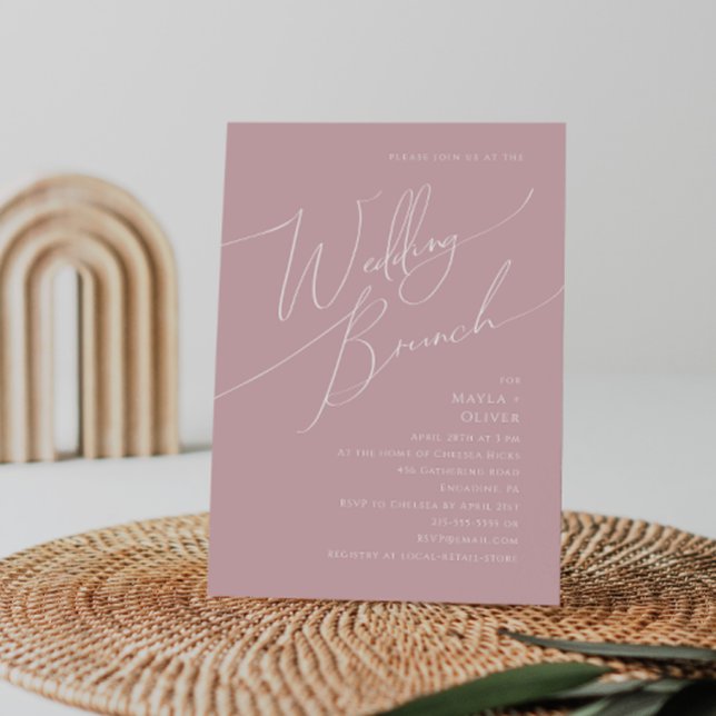 Convites Script Whimsical | Dusty Rosa Wedch Brunch (Criador carregado)