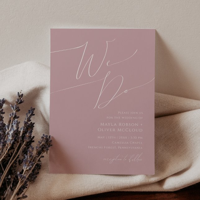 Convites Script Whimsical | Rosa Dusty Fazemos Casamento (Criador carregado)