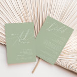 Convites Script Whimsical | Sage Green All In One Wedding<br><div class="desc">Apresentando nossa impressionante escrita caprichosa | sábio verde tudo em um convite perfeito para sua simples celebração do primavera boho moderno. Nosso elegante design inclui uma paleta de cores vibrante brilhante e pastel com um script de caligrafia quic vintage. Quer você prefira um estilo minimalista ou clássico, nosso produto editável...</div>