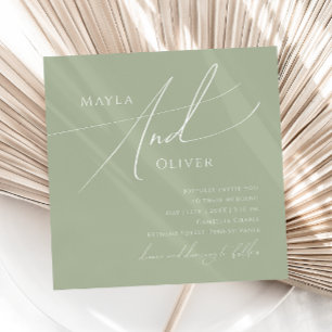 Convites Script Whimsical   Sage Green Square Wedding