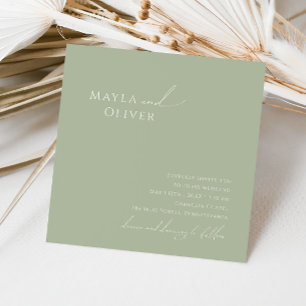 Convites Script Whimsical   Sage Green Square Wedding