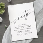 Convites Scripts Delicados - Simples Preto e Branco 60º Ani<br><div class="desc">Elegante e simplista convites para 60 anos com título "60" de texto em um roteiro manuscrito. Fonte preta sobre um fundo branco.</div>