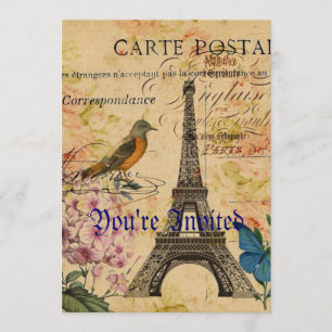 Convites Scripts Hydrangea French Bird Paris Torre Eiffel