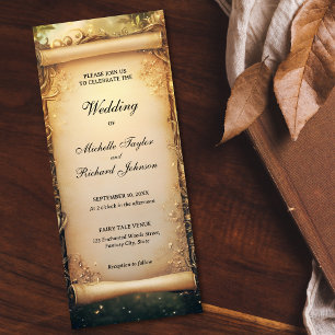 Convites Scroll de Casamento de Fadas de Florestas Encantad