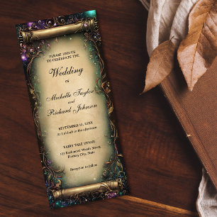 Convites Scroll de Casamento de Fadas de Florestas Encantad