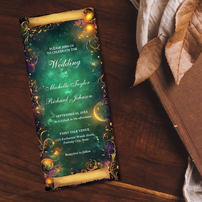 Convites Scroll de Casamento de Fadas de Florestas Encantad (ENCHANTED MYSTIC WOODS PARCHMENT SCROLL)