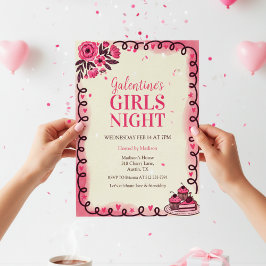 Convites Scrollwork Border Galentine's Invitation
