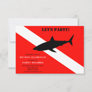 Convites Scuba Merging Flag e Shark Photo Birthday
