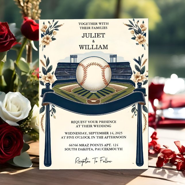 Convites Se Casamento de Baseball em Campo de Bola de Campe (Criador carregado)