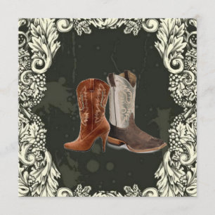 Convites se casando botas de cowboy western casamento